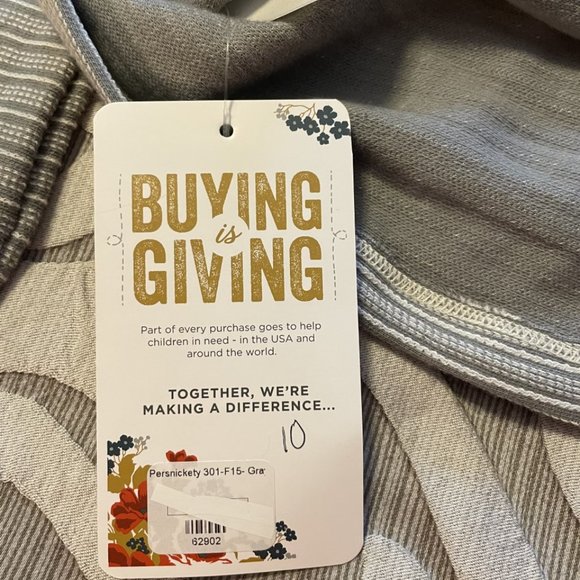 Persnickety Grey Striped Floral Lou Lou Top Girls Size 10 NWT! - Picture 7 of 9